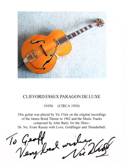 Vic Flick's James Bond Theme guitar, the Clifford Essex Paragon DeLuxe (ca. 1950)